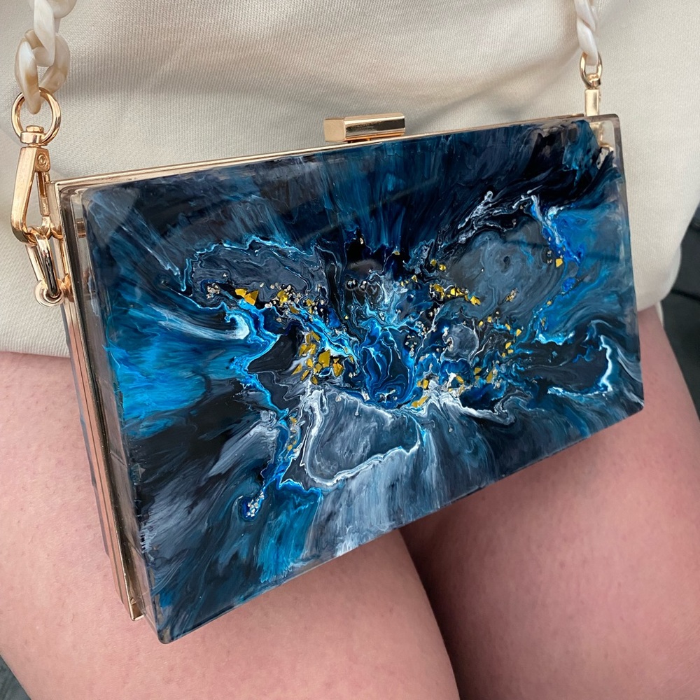 Marble and gold purse
